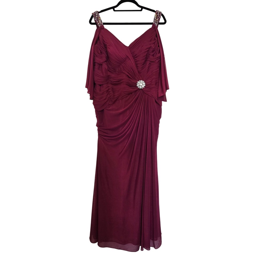 Rina Di Montella Formal Mother of the Bride Groom Evening Dress Gown Burgundy 18